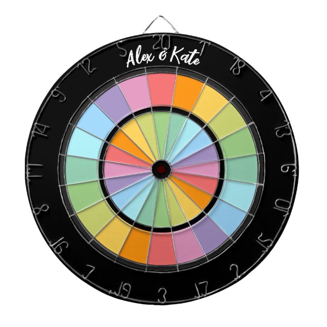 Custom rainbow wheel positivity LGBT pastel colour Dartboard (Front)