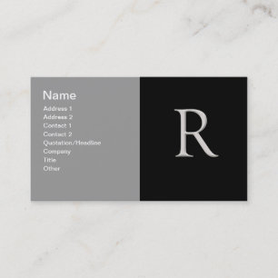 Custom Raised Initial "R" Business Card