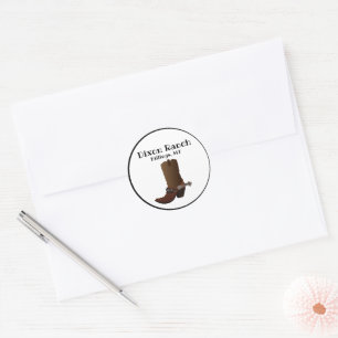 Custom Ranch City State Cowboy Boot  Classic Round Sticker