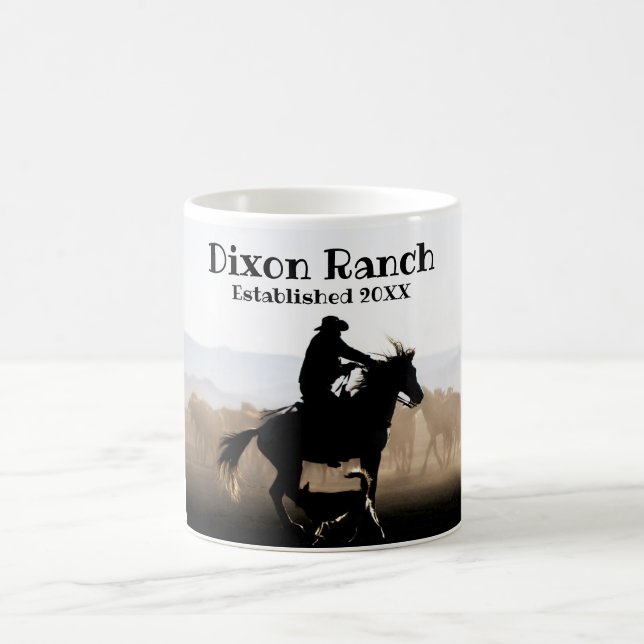 Custom Ranch Cowboy Horse Established Coffee Mug (Center)