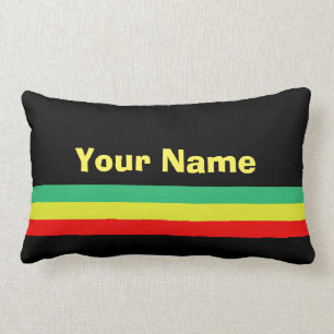 Custom Rasta-Striped Home Decor Lumbar Pillow