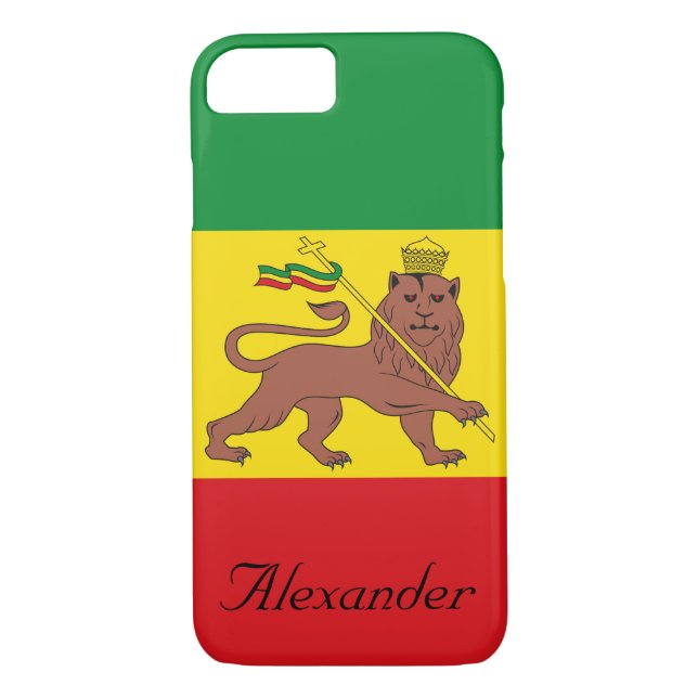 Custom Rastafarian Flag of Ethiopia Lion of Judah Case-Mate iPhone Case (Back)