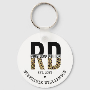 Custom RD Registered Dietician Cheetah Print Keychain