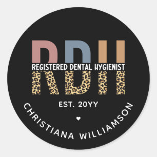 Custom RDH Registered Dental Hygienist Gifts Classic Round Sticker