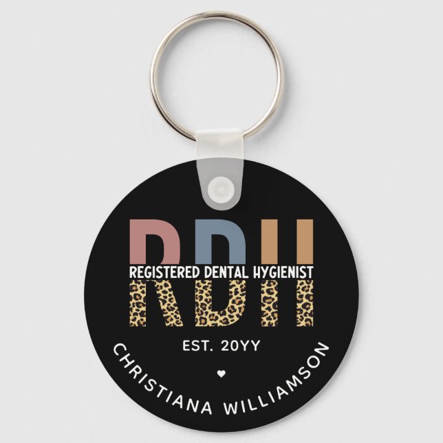 Custom RDH Registered Dental Hygienist Gifts Keychain (Front)