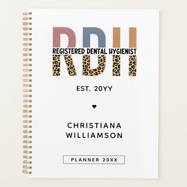 Custom RDH Registered Dental Hygienist Gifts Planner (Front)