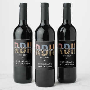 Custom RDH Registered Dental Hygienist Gifts Wine Label