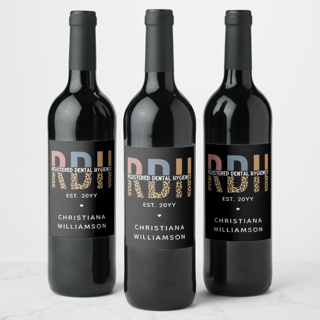 Custom RDH Registered Dental Hygienist Gifts Wine Label (Bottles)