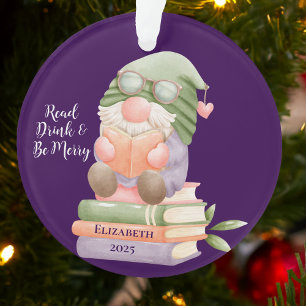 Custom Reading Book Monogrammed Ornament