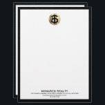 Custom Real Estate Agency Letterhead<br><div class="desc">Impress clients and make your mark in the real estate market with this Custom Real Estate Agency Letterhead. This professional letterhead design features a striking gold logo that can be personalized with your agency's name, symbolizing trust and expertise. The classic black typography at the bottom of the letterhead allows you...</div>