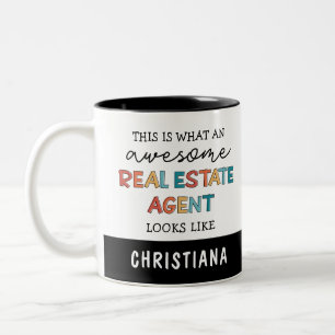 Custom Real Estate Agent Funny Awesome Realtor Two-Tone Coffee Mug