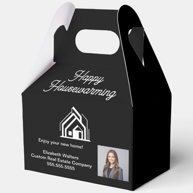 Custom Real Estate Agent Photo Housewarming Favor Box (Front)
