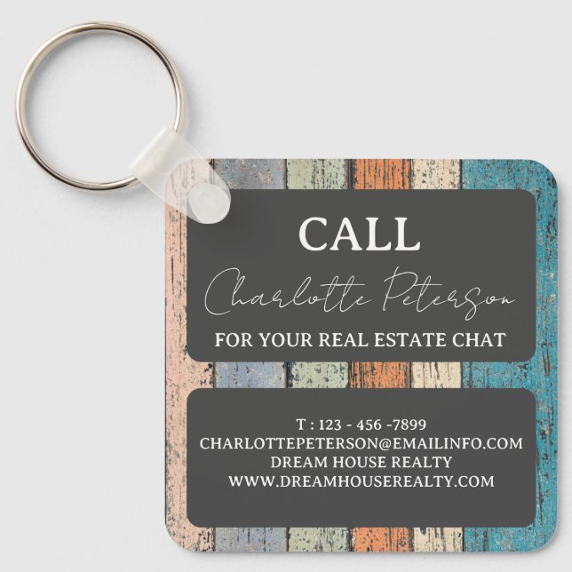 Custom Real Estate Agent Realtor Promotional  Keychain (Front)