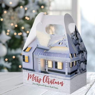 Custom Real Estate Business Home Christmas Party Favor Box