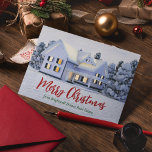 Custom Real Estate Company Christmas Winter House Holiday Card<br><div class="desc">This beautiful custom real estate holiday card is perfect for a realty company located up north. Gorgeous white snow lines the trees and house on this winter photograph. A realtor can keep Merry Christmas in red and green script or customize with their own seasons greetings. Add your personalized message on...</div>