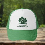 Custom Real Estate Company Forest Green Realtor Trucker Hat<br><div class="desc">This forest real estate company hat is perfectly customized for a realtor who sells houses near the wilderness or woodlands. The green silhouette of trees behind a log cabin home and personalized with your agent and realty business name for marketing in the backwoods.</div>