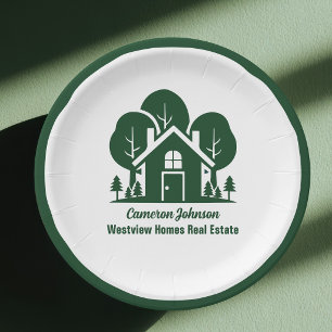 Custom Real Estate Company Forest Open House Paper Plate