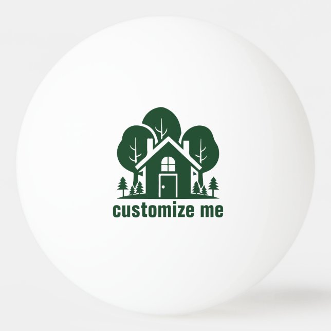 Custom Real Estate Company Green Forest House Ping Pong Ball (Front)