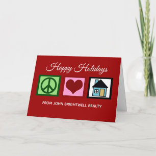 Custom Real Estate Company Happy Holidays Red Holiday Card