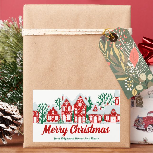 Custom Real Estate Company Merry Christmas Gift Sticker (Holiday)