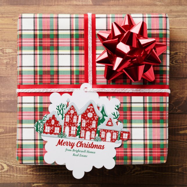 Custom Real Estate Company Merry Christmas Houses Ornament Card (Insitu (Gift))