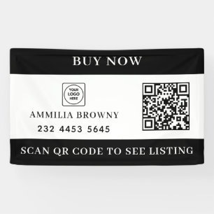 Custom Real Estate QR   For Sale Black White  Banner