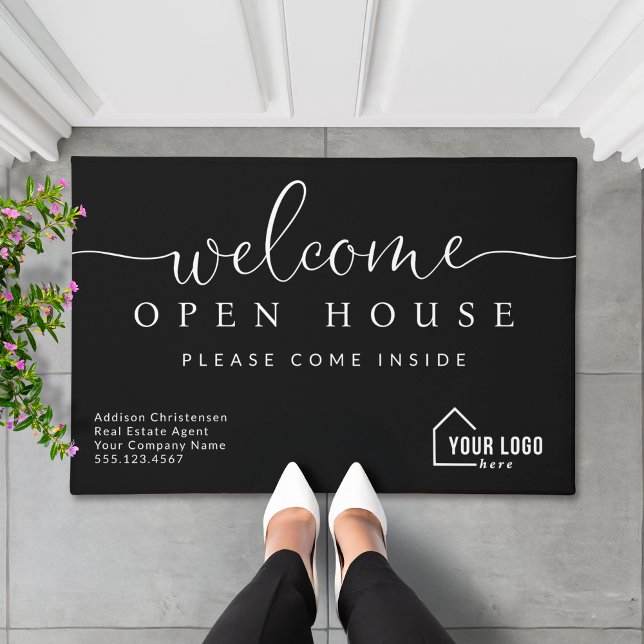 Custom Real Estate Welcome Open House  Doormat (Shown on a 24" x 36" doormat)