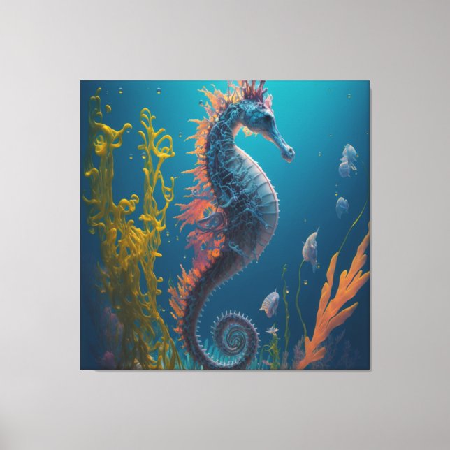 Custom Realistic Fantasy Ocean Animals Seahorse Canvas Print (Front)