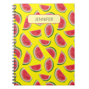 Custom Realistic Watermelon Slice Pattern Design Notebook
