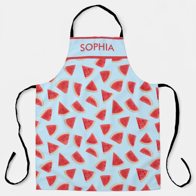 Custom Realistic Watermelon Slice Summer Pattern Apron (Front)