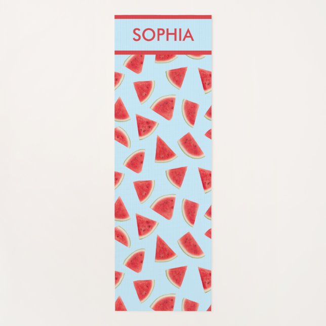 Custom Realistic Watermelon Slice Summer Pattern Yoga Mat (Front)