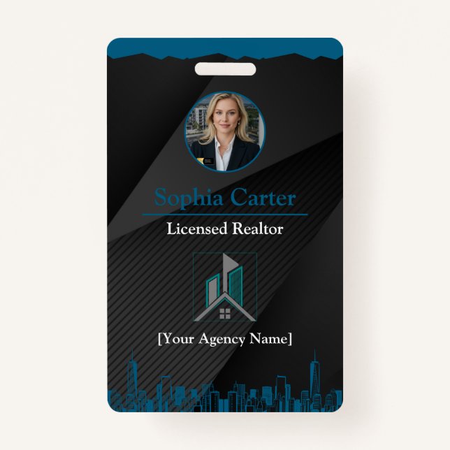 Custom Realtor Employee ID Card Badge With Photo  (Front)