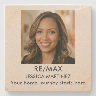 Custom Realtor Headshot Photo Closing Gift Stone Coaster