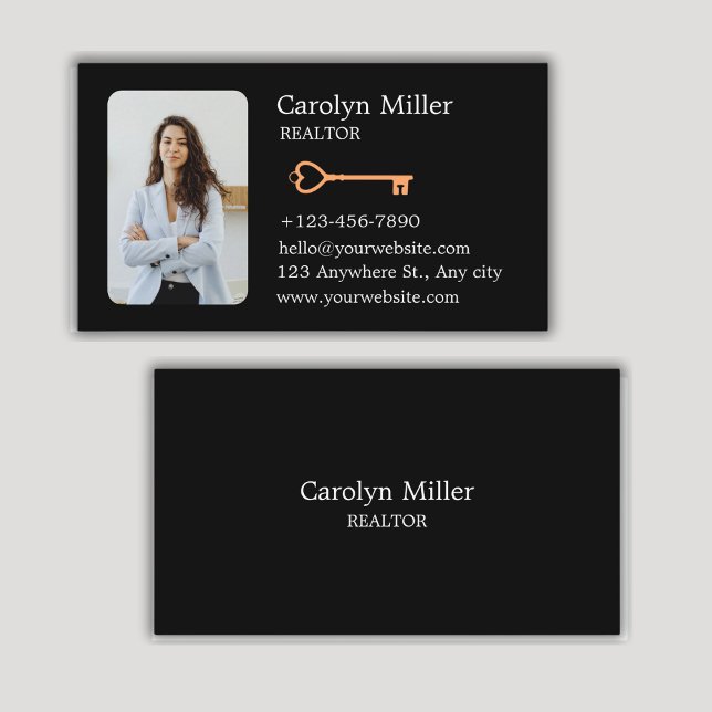 Custom Realtor Photo & Gold Key Business Card (Custom Realtor Photo & Gold Key Business Card)