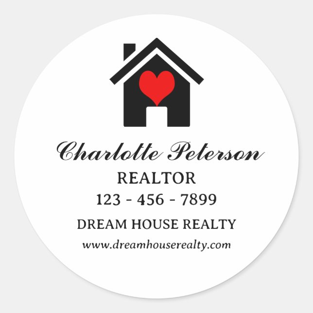 Custom Realtor Real Estate Classic Round Sticker (Front)