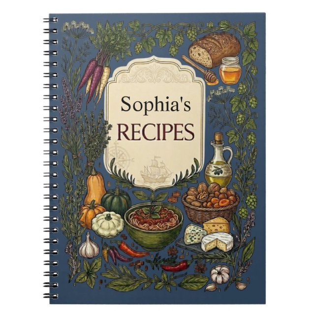 Custom Recipe Book, Gift for her/him/Mom Notebook (Front)