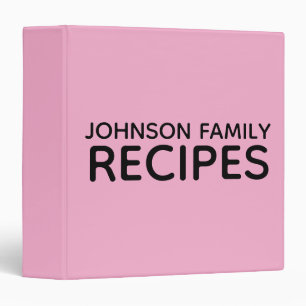 CUSTOM RECIPE BOOK PINK BINDER