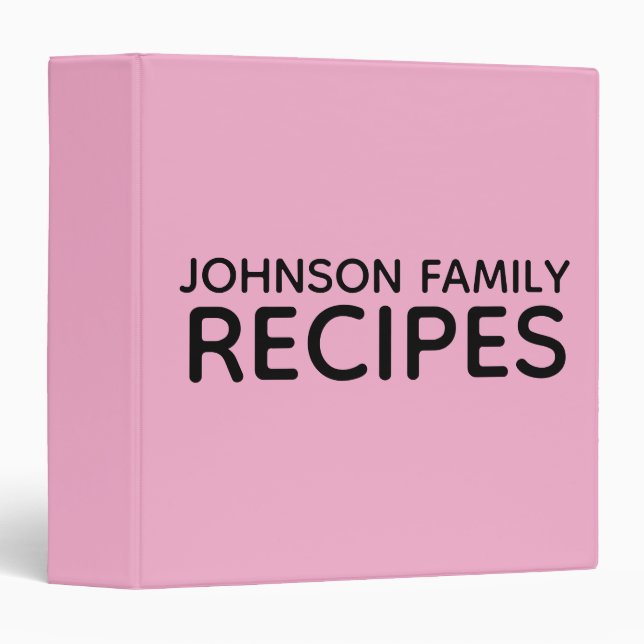CUSTOM RECIPE BOOK PINK BINDER (Front/Spine)