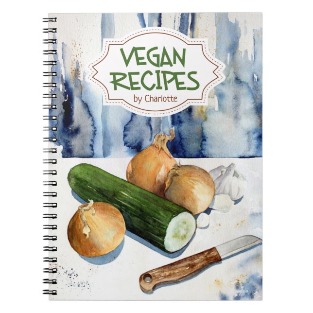 Custom Recipe Book, Vegan Recipes Notebook (Front)