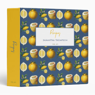 Custom Recipe Cookbook Retro Lemons Citrus   Binder