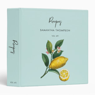 Custom Recipe Cookbook Vintage Lemons Citrus Binder