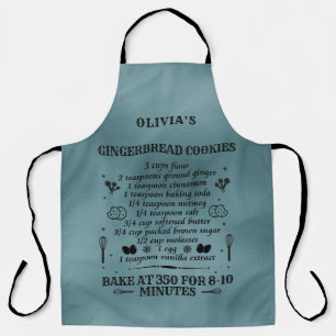 Custom Recipe Dusty Blue Apron   Chef Baker Gift 