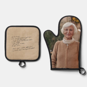 Custom Recipe Handwritten  Oven Mitt & Pot Holder Set