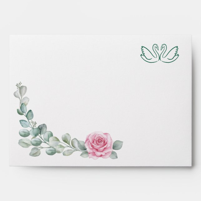 Custom Recipient & Return Address Envelope - Swan  (Front)