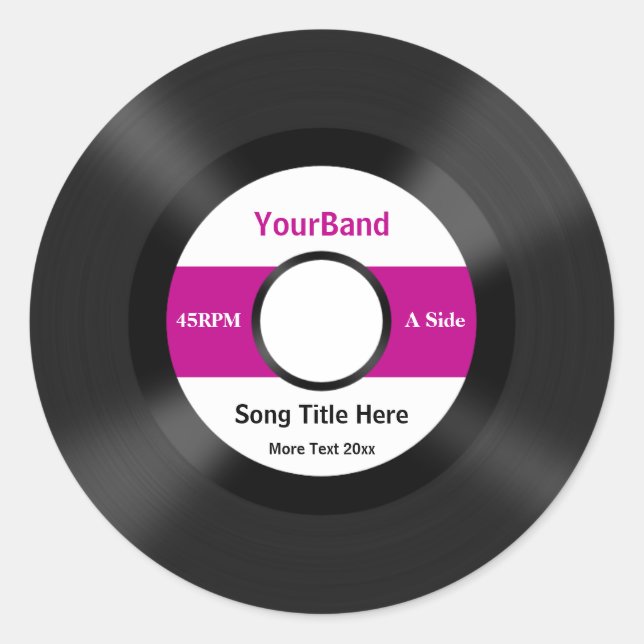 Custom Record Personalize Classic Round Sticker (Front)