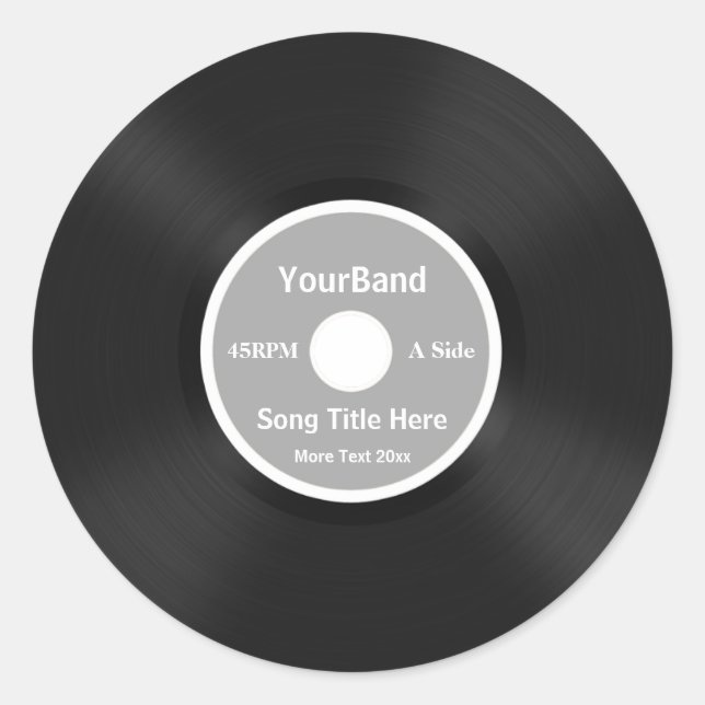 Custom Record Personalize Classic Round Sticker (Front)