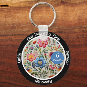 Custom Recovery Milestone Gift - Floral Keychain