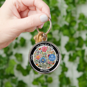Custom Recovery Milestone Gift - Floral Keychain