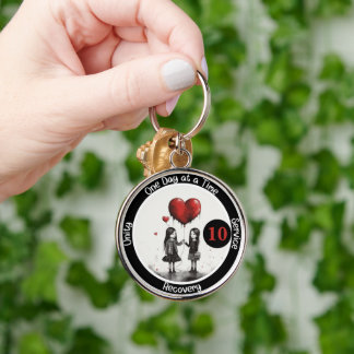 Custom Recovery Milestone Gift Heart  Balloon Keychain
