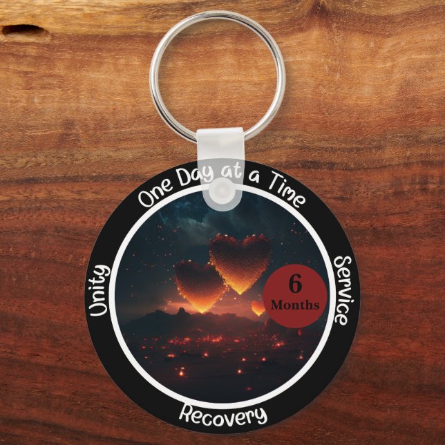 Custom Recovery Milestone Gift - Hearts Keychain (Front)